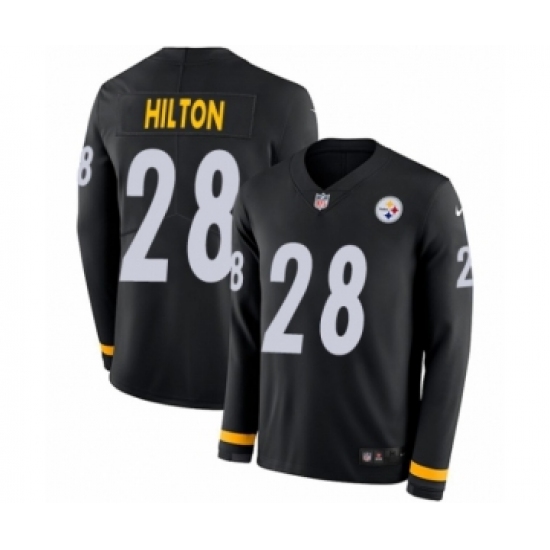 Youth Nike Pittsburgh Steelers #28 Mike Hilton Limited Black Therma Long Sleeve NFL Jersey - Ujersey