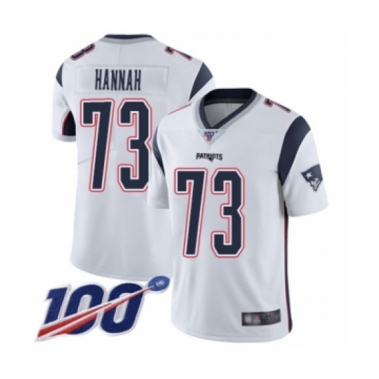 Men's New England Patriots #73 John Hannah White Vapor Untouchable Limited Player 100th Season Football Jersey - Ujersey