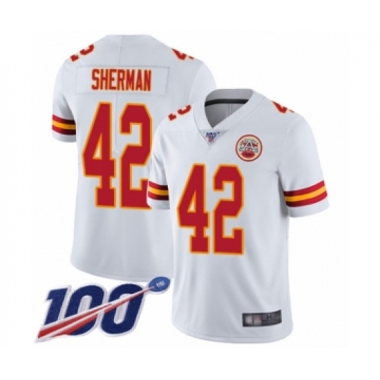 Men's Kansas City Chiefs #42 Anthony Sherman White Vapor Untouchable Limited Player 100th Season Football Jersey - Ujersey