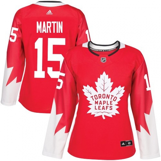 Women's Adidas Toronto Maple Leafs #15 Matt Martin Authentic Red Alternate NHL Jersey - Ujersey
