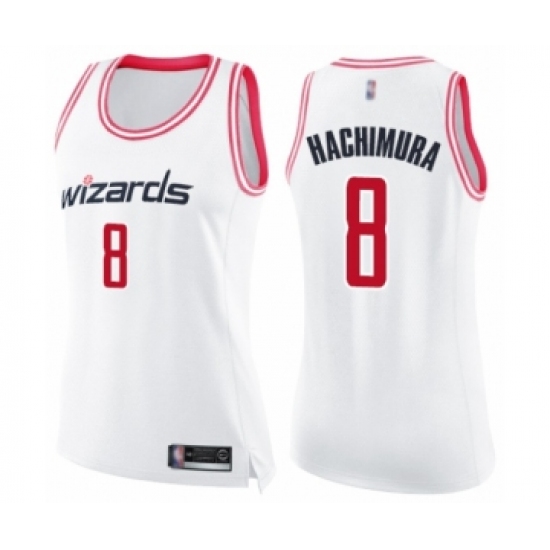 Women's Washington Wizards #8 Rui Hachimura Swingman White Pink Fashion Basketball Jersey