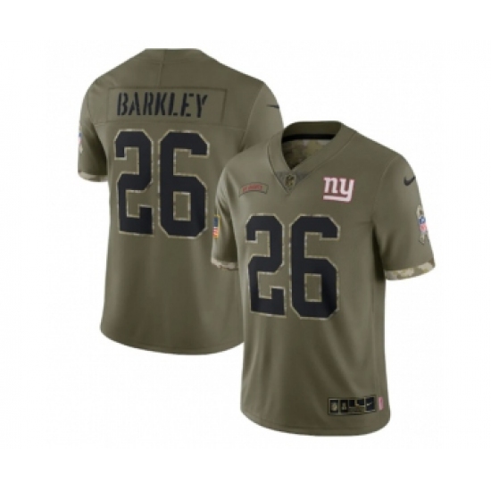 Men's New York Giants #26 Saquon Barkley 2022 Olive Salute To Service Limited Stitched Jersey - Ujersey