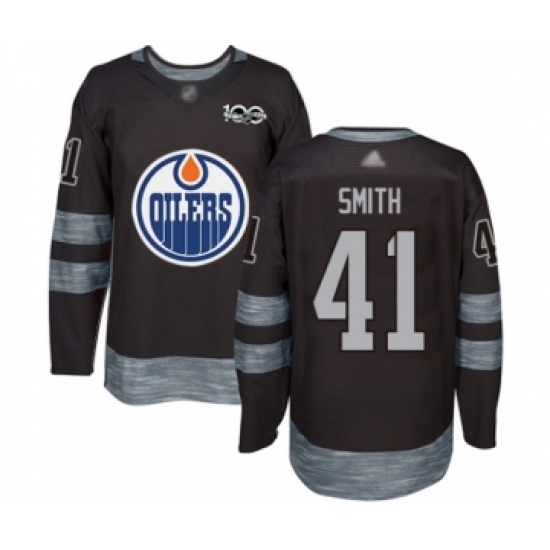 Men's Edmonton Oilers #41 Mike Smith Authentic Black 1917-2017 100th Anniversary Hockey Jersey - Ujersey