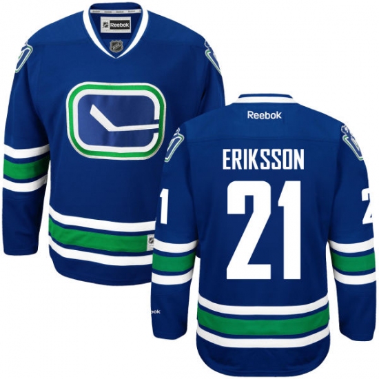 Men's Reebok Vancouver Canucks #21 Loui Eriksson Premier Royal Blue Third NHL Jersey - Ujersey