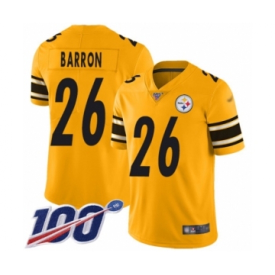 Youth Pittsburgh Steelers #26 Mark Barron Limited Gold Inverted Legend 100th Season Football Jersey - Ujersey