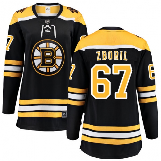 Women's Boston Bruins #67 Jakub Zboril Authentic Black Home Fanatics Branded Breakaway NHL Jersey - Ujersey