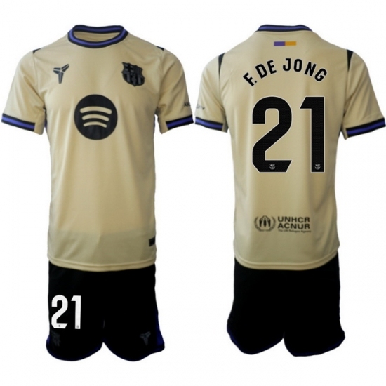 Men FC Barcelona 2026 Soccer Jerseys Beige #21 F.DE JONG