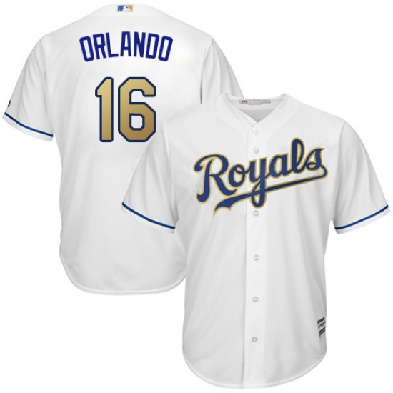 Youth Majestic Kansas City Royals #16 Paulo Orlando Authentic White Home Cool Base MLB Jersey - Ujersey