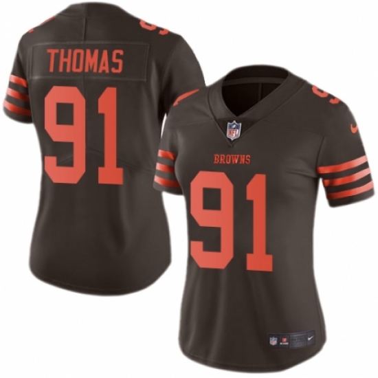 Women's Nike Cleveland Browns #91 Chad Thomas Limited Brown Rush Vapor Untouchable NFL Jersey - Ujersey