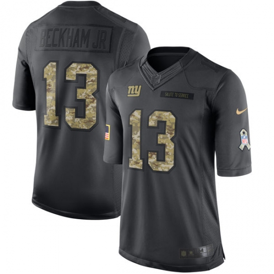 Youth Nike New York Giants #13 Odell Beckham Jr Limited Black 2016 Salute to Service NFL Jersey - Ujersey