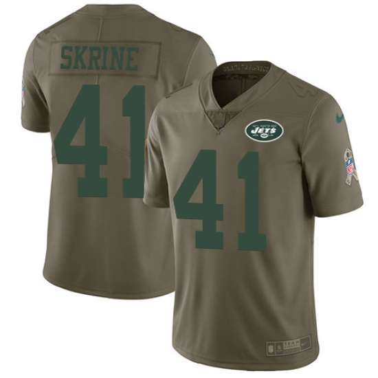 Youth Nike New York Jets #41 Buster Skrine Limited Olive 2017 Salute to Service NFL Jersey - Ujersey