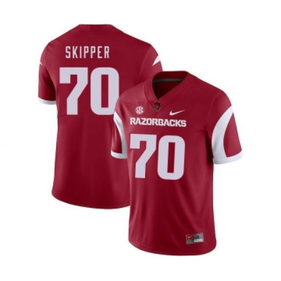Arkansas Razorbacks 70 Dan Skipper Red College Football Jersey - Ujersey
