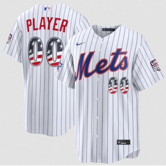 Men's New York Mets Active Player Custom White 2026 All-Star Edition Stars & Stripes & USA 250 Fourth of July Home Stadium Stitched Baseball Jersey - Ujersey