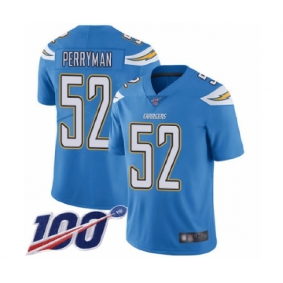 Men's Los Angeles Chargers #52 Denzel Perryman Electric Blue Alternate Vapor Untouchable Limited Player 100th Season Football Jersey - Ujersey