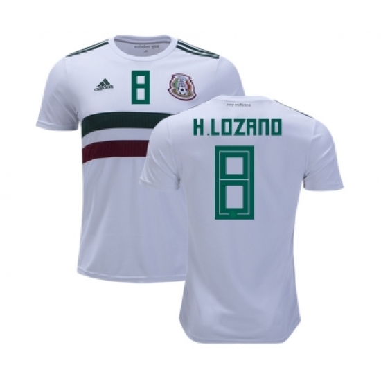 Mexico #8 H.Lozano Away Kid Soccer Country Jersey