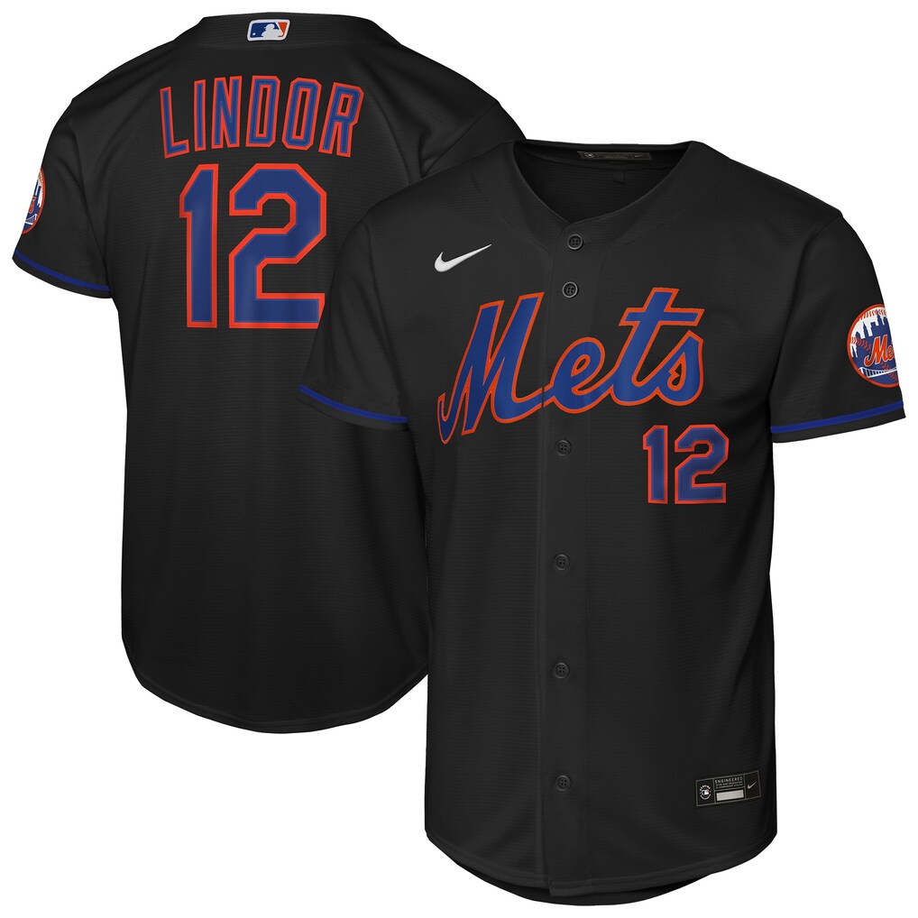 Youth New York Mets Francisco Lindor Nike Black Alternate Stadium Player Jersey - Ujersey