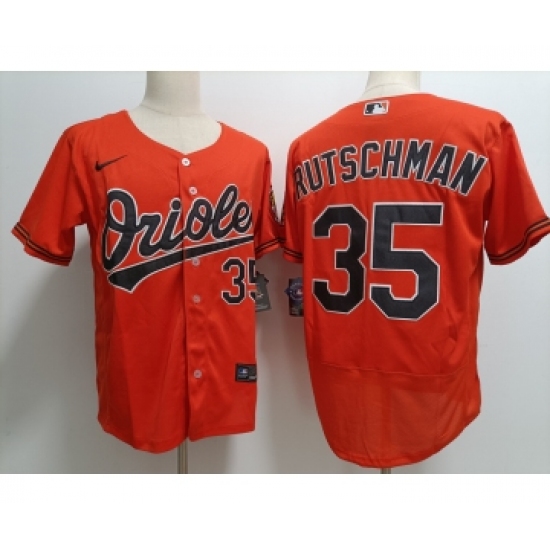 Men's Baltimore Orioles #35 Adley Rutschman Orange Stitched Flex Base Nike Jersey - Ujersey