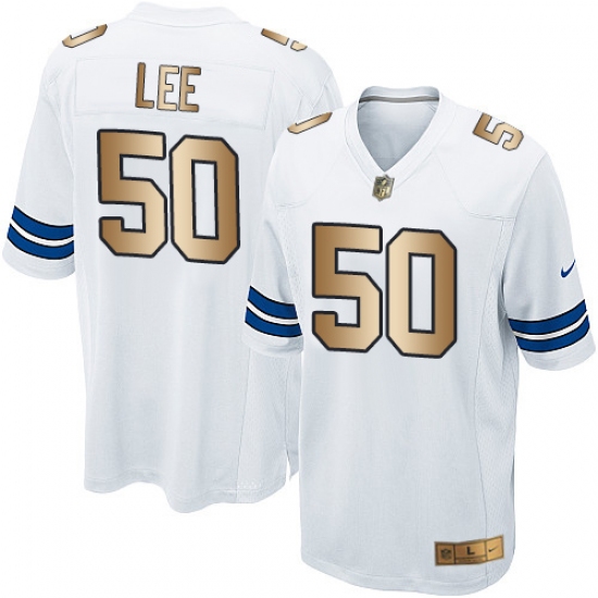 Youth Nike Dallas Cowboys #50 Sean Lee Elite White/Gold NFL Jersey - Ujersey