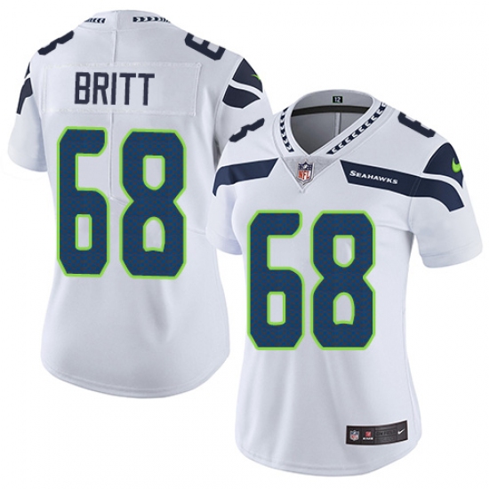 Women's Nike Seattle Seahawks #68 Justin Britt White Vapor Untouchable Limited Player NFL Jersey - Ujersey
