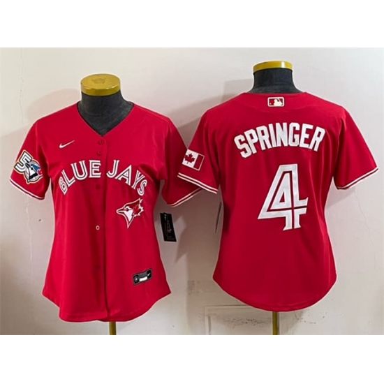Youth Toronto Blue Jays #4 George Springer Red 50 Seasons Stitched Baseball Jersey - Ujersey