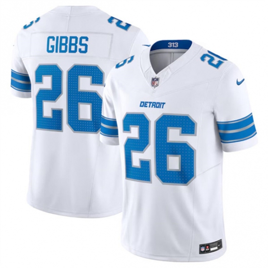 Men's Detroit Lions #26 Jahmyr Gibbs White 2024 F.U.S.E. Vapor Limited Stitched Jersey - Ujersey