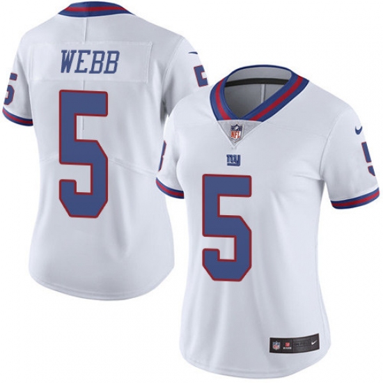 Women's Nike New York Giants #5 Davis Webb Limited White Rush Vapor Untouchable NFL Jersey - Ujersey