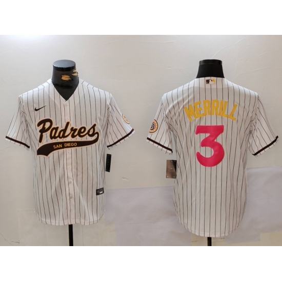 Men's San Diego Padres #3 Jackson Merrill white Cool Base Stitched Baseball Jersey - Ujersey
