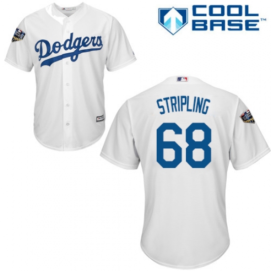 Youth Majestic Los Angeles Dodgers #68 Ross Stripling Authentic White Home Cool Base 2018 World Series MLB Jersey - Ujersey
