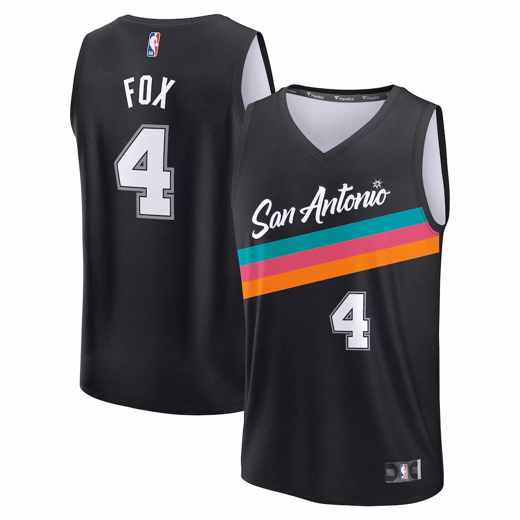 Men's San Antonio Spurs De'Aaron Fox Fanatics Black 2025/26 City Edition Fast Break Jersey - Ujersey