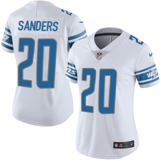 Women's Nike Detroit Lions #20 Barry Sanders Limited White Vapor Untouchable NFL Jersey - Ujersey