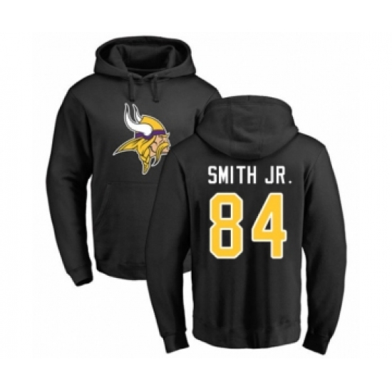 Football Minnesota Vikings #84 Irv Smith Jr. Black Name & Number Logo Pullover Hoodie - Ujersey