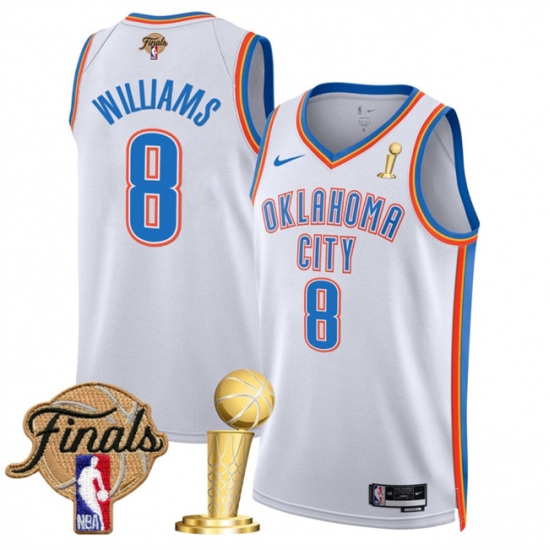 Men's Oklahoma City Thunder #8 Jalen Williams White 2025 Finals And Finals Champions Association Edition Stitched Basketball Jersey - Ujersey