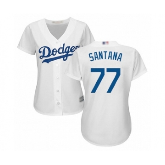 Women's Los Angeles Dodgers #77 Dennis Santana Authentic White Home Cool Base Baseball Player Jersey - Ujersey
