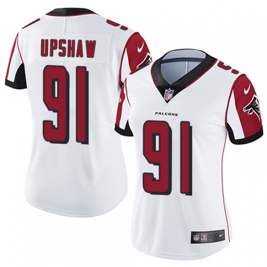 Women's Nike Atlanta Falcons #91 Courtney Upshaw White Vapor Untouchable Limited Player NFL Jersey - Ujersey