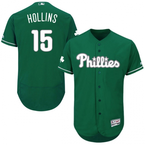 Men's Majestic Philadelphia Phillies #15 Dave Hollins Green Celtic Flexbase Authentic Collection MLB Jersey - Ujersey