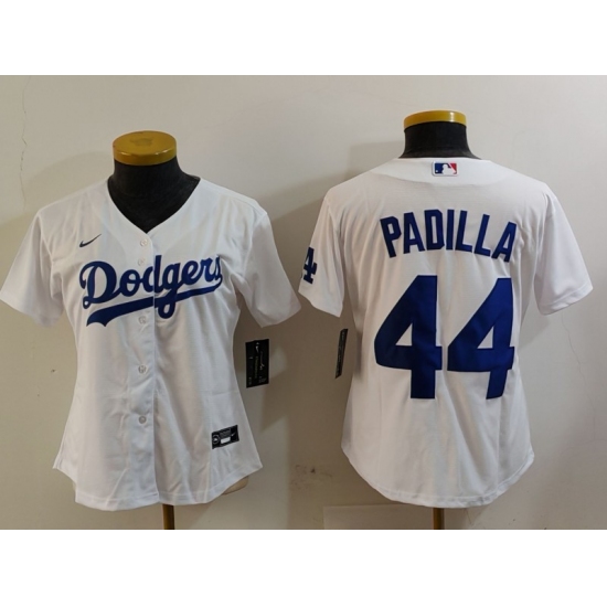 Women's Los Angeles Dodgers #44 Vicente Padilla White Cool Base Stitched Jersey - Ujersey