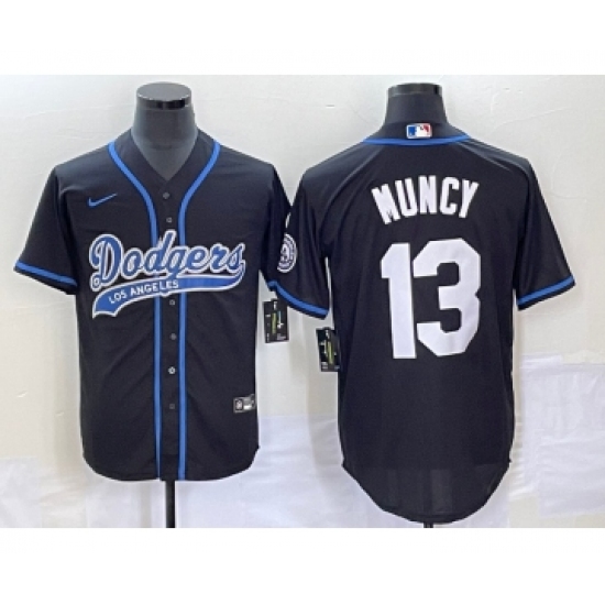 Men's Los Angeles Dodgers #13 Max Muncy Black Cool Base Stitched Baseball Jersey1 - Ujersey