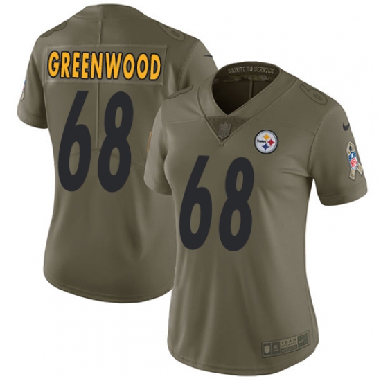 Women's Nike Pittsburgh Steelers #68 L.C. Greenwood Limited Olive 2017 Salute to Service NFL Jersey - Ujersey