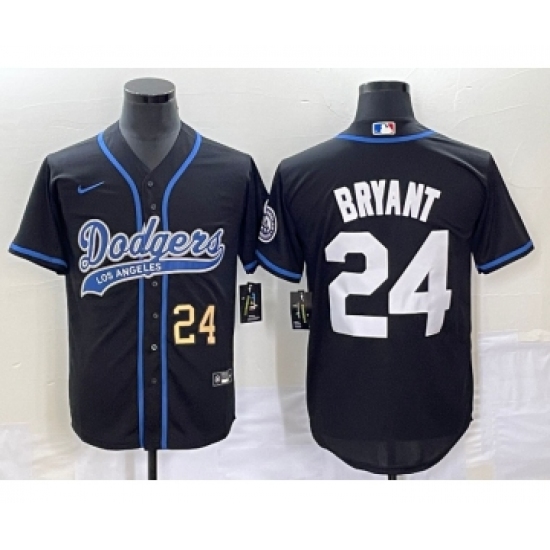 Men's Los Angeles Dodgers #24 Kobe Bryant Number Black Cool Base Stitched Baseball Jersey - Ujersey
