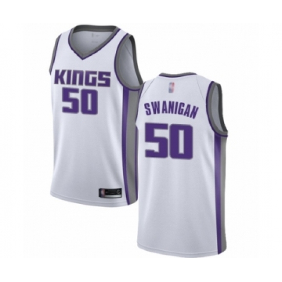 Men's Sacramento Kings #50 Caleb Swanigan Authentic White Basketball Jersey - Association Edition - Ujersey