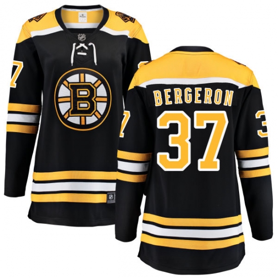 Women's Boston Bruins #37 Patrice Bergeron Authentic Black Home Fanatics Branded Breakaway NHL Jersey - Ujersey