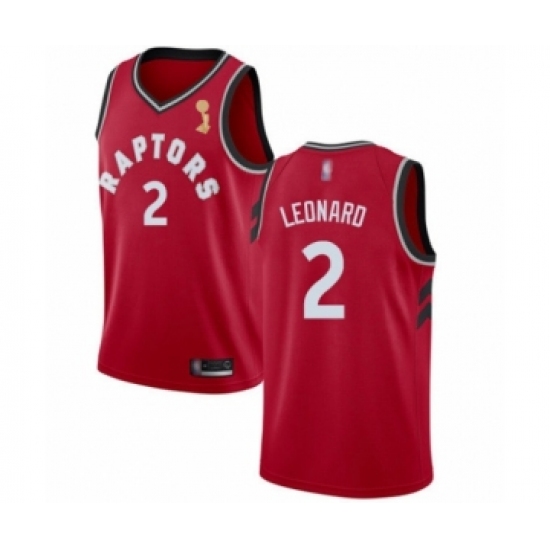 Men's Toronto Raptors #2 Kawhi Leonard Swingman Red 2019 Basketball Finals Champions Jersey - Icon Edition - Ujersey