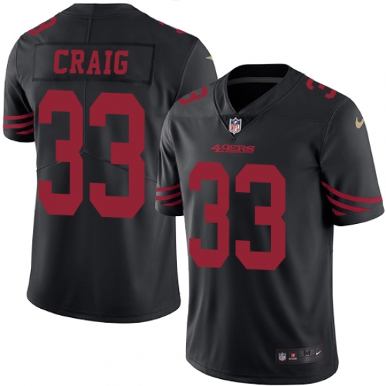 Men's Nike San Francisco 49ers #33 Roger Craig Limited Black Rush Vapor Untouchable NFL Jersey - Ujersey