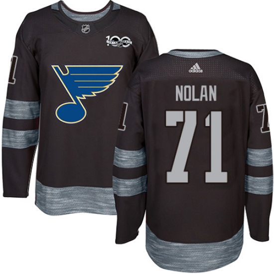 Men's Adidas St. Louis Blues #71 Jordan Nolan Authentic Black 1917-2017 100th Anniversary NHL Jersey