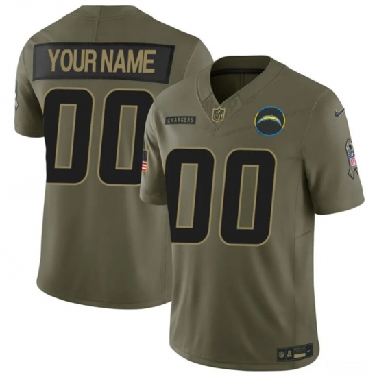 Men's Los Angeles Chargers Active Player Custom Olive 2025 F.U.S.E. Salute to Service Limited Stitched Football Jersey - Ujersey