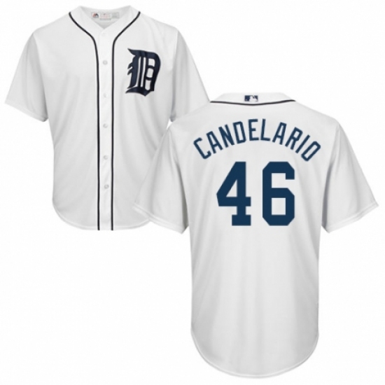 Youth Majestic Detroit Tigers #46 Jeimer Candelario Replica White Home Cool Base MLB Jersey - Ujersey