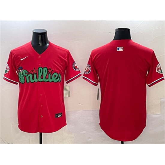 Men's Philadelphia Phillies Blank Red Phanatic Limited Stitched Jersey