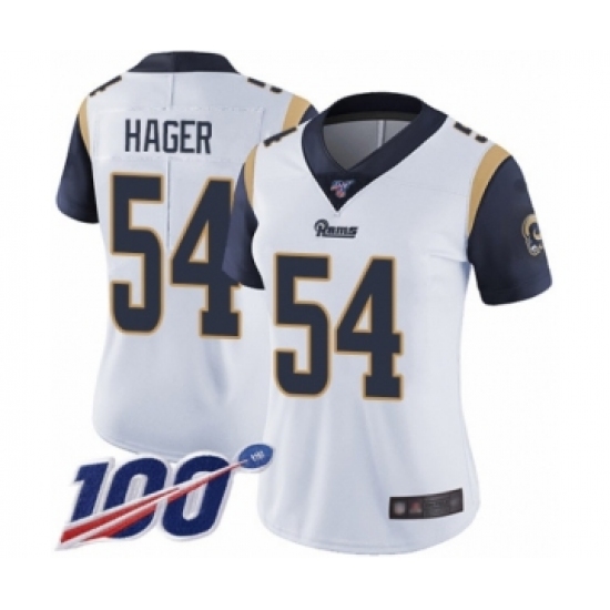 Women's Los Angeles Rams #54 Bryce Hager White Vapor Untouchable Limited Player 100th Season Football Jersey - Ujersey
