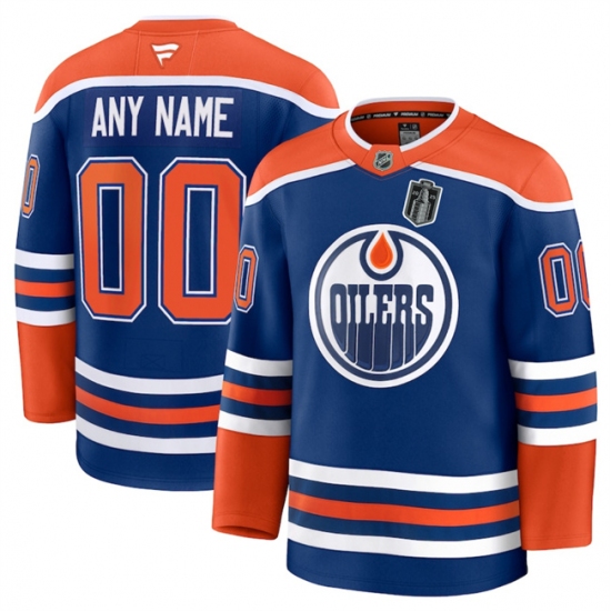 Men's Edmonton Oilers Custom Royal 2025 Stanley Cup Final Patch Stitched Hockey Jersey - Ujersey