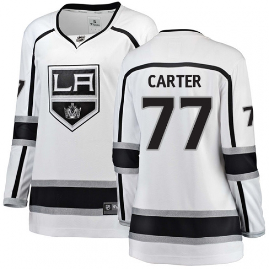 Women's Los Angeles Kings #77 Jeff Carter Authentic White Away Fanatics Branded Breakaway NHL Jersey